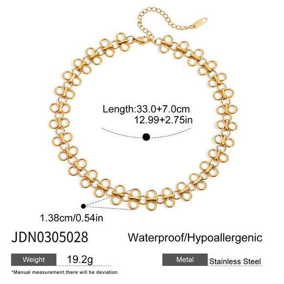 18K Gold Plated Floral Choker Necklace | Waterproof Jewelry - Picture 7 of 8